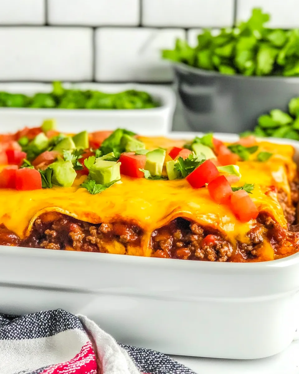 Homemade Beef & Cheese Enchilada Casserole (Low-Carb) shot