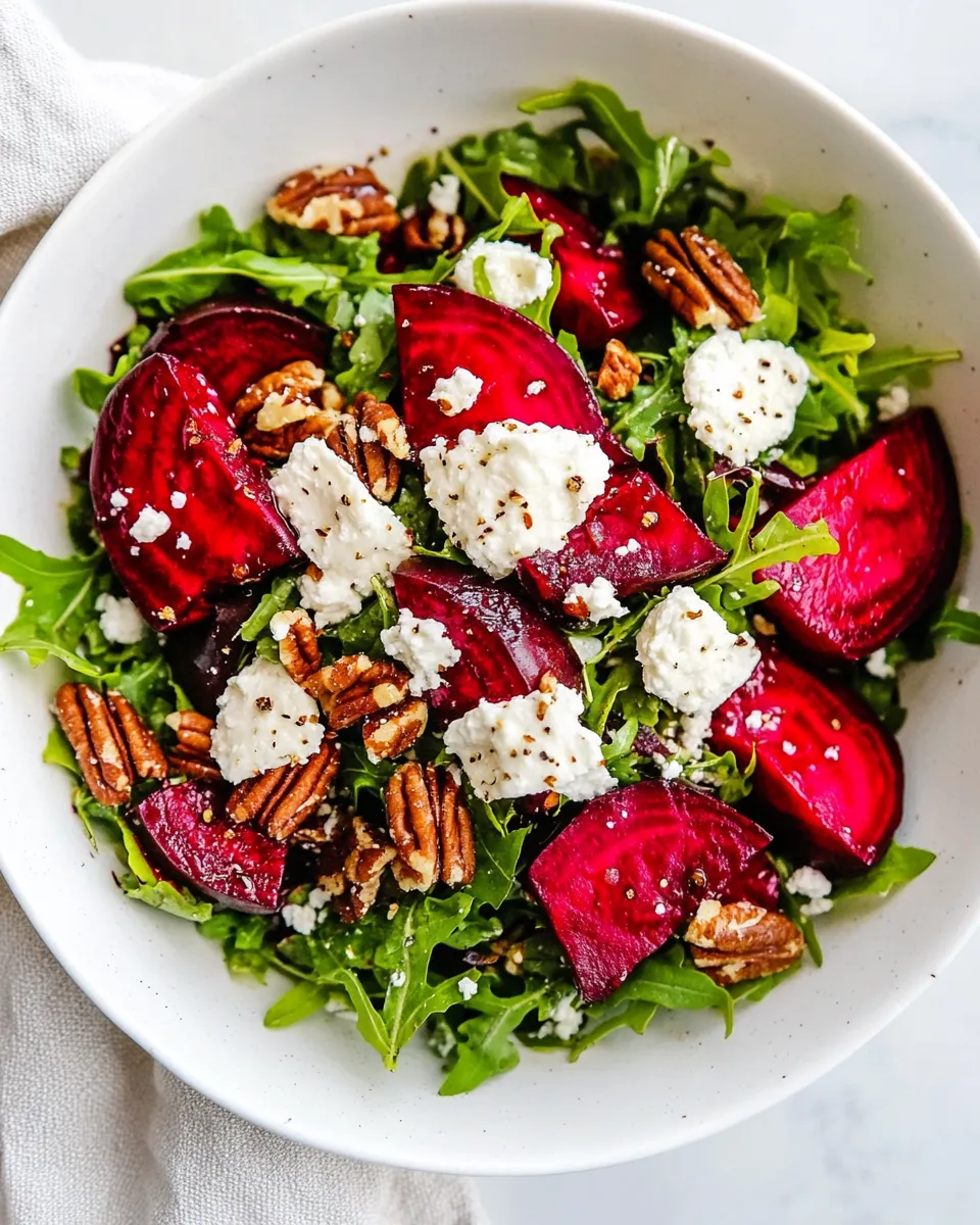 Homemade Beet Salad with Goat Cheese and Candied Pecans photo