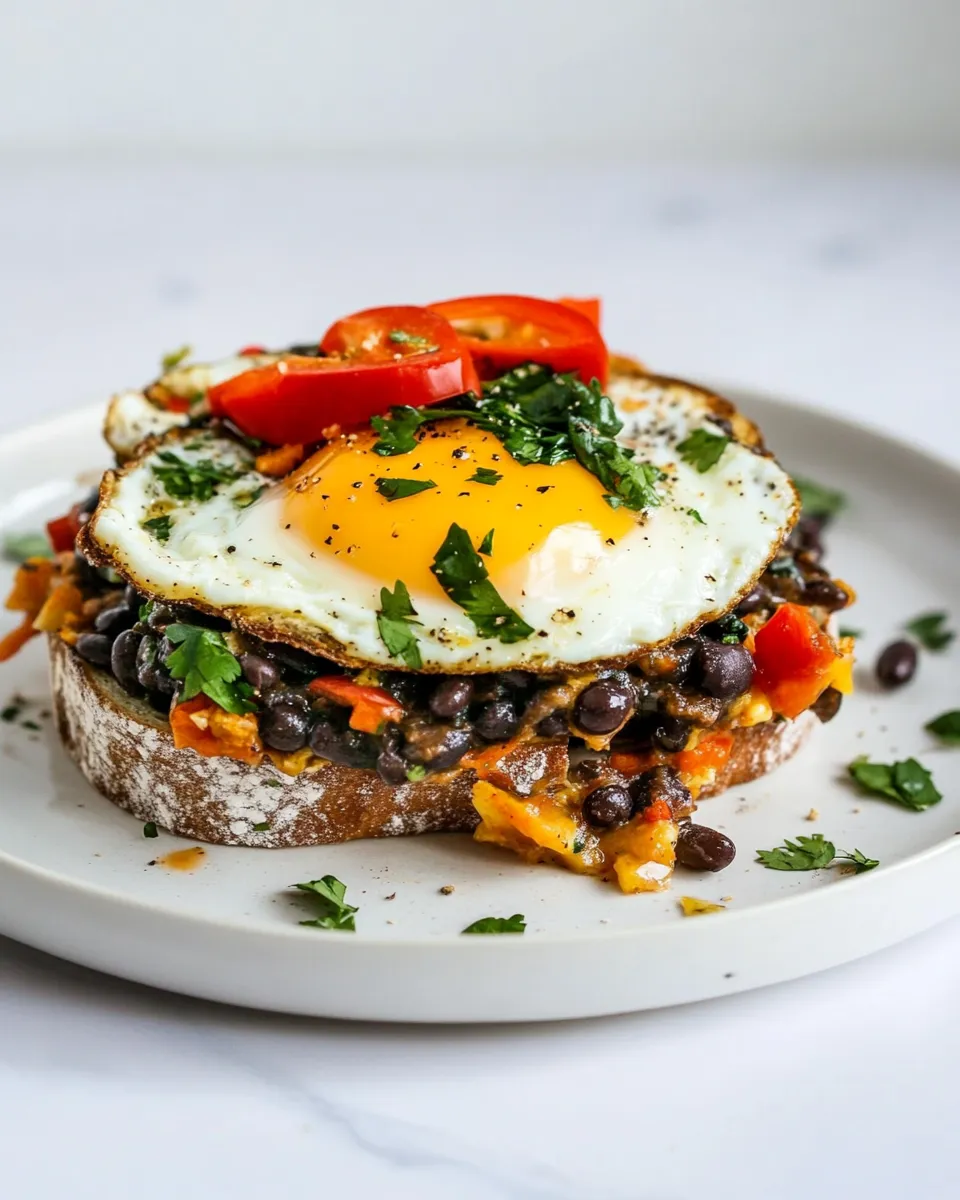 Easy Black Bean and Egg Southwest Toast dish photo