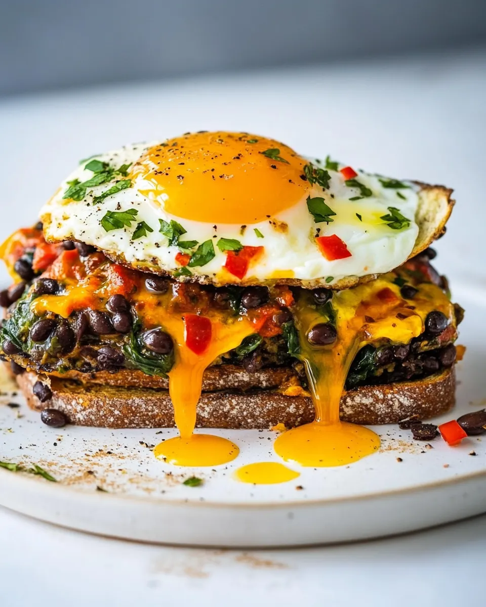 Delicious Black Bean and Egg Southwest Toast shot