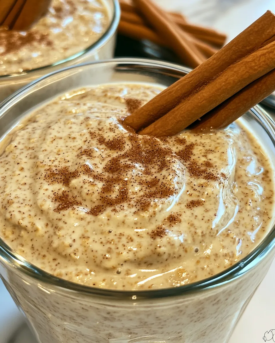 Delicious Blended Cinnamon Roll Protein Overnight Oats shot