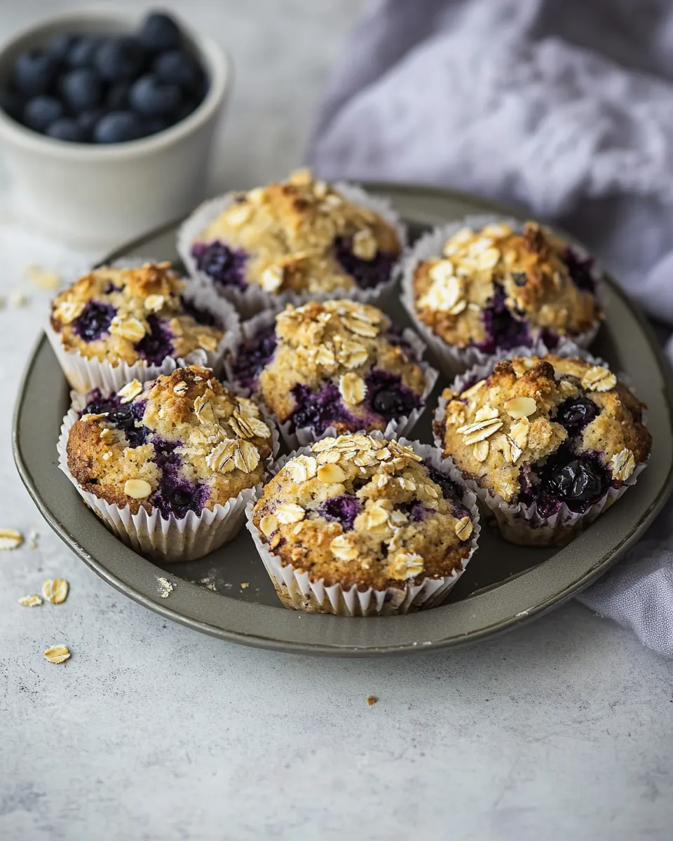 Classic Blueberry muffins with oats & almond image