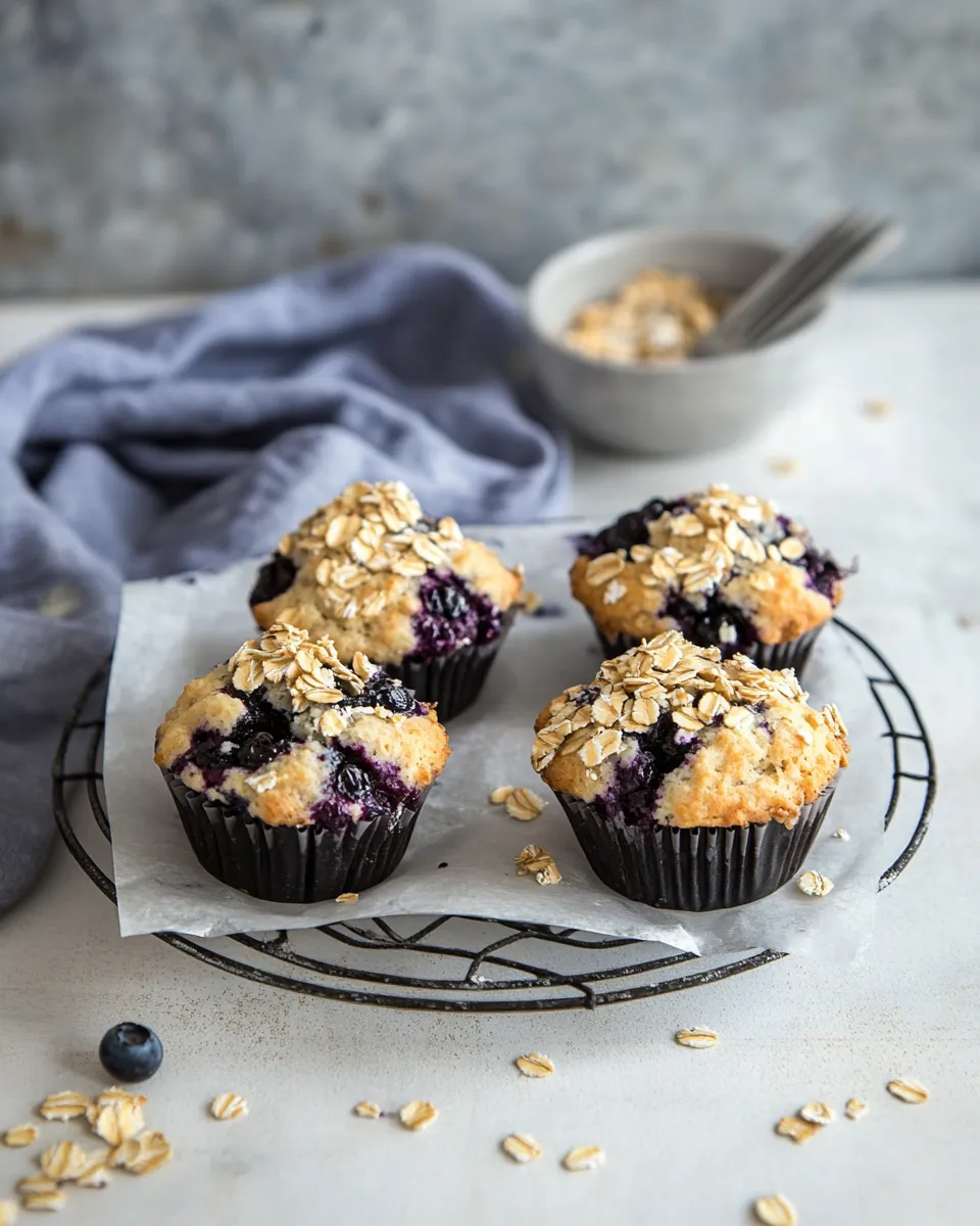 Easy Blueberry muffins with oats & almond recipe photo