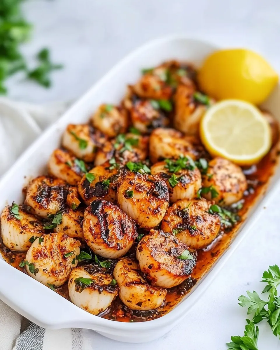 Delicious Broiled Scallops shot
