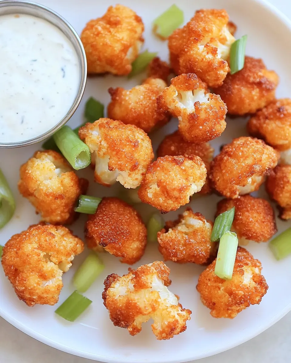 Quick Buffalo Cauliflower bites shot
