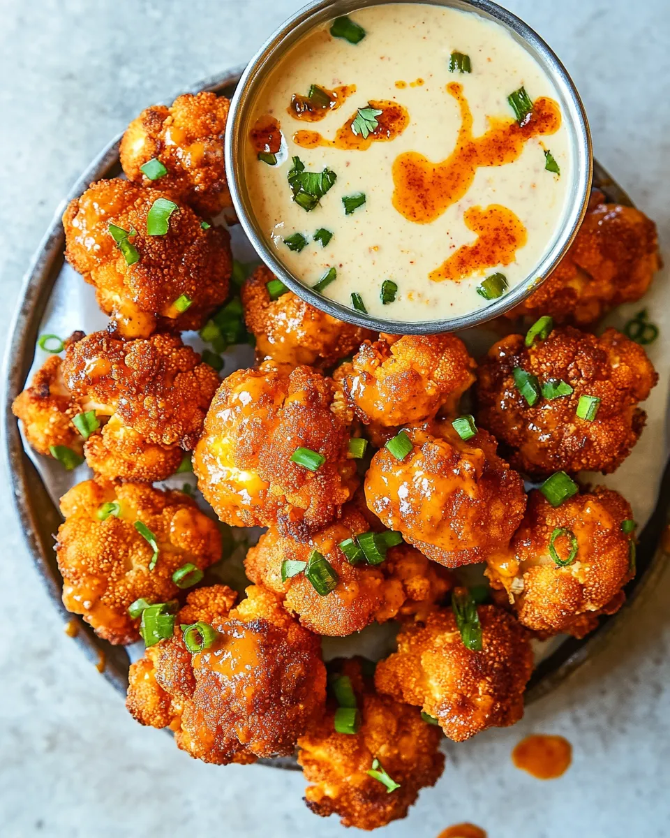 Homemade Buffalo Cauliflower with Spicy Tahini Ranch. photo