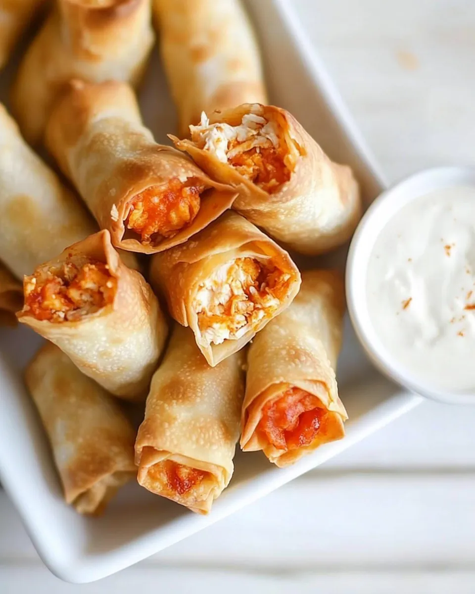 Delicious Buffalo Chicken Egg Rolls shot
