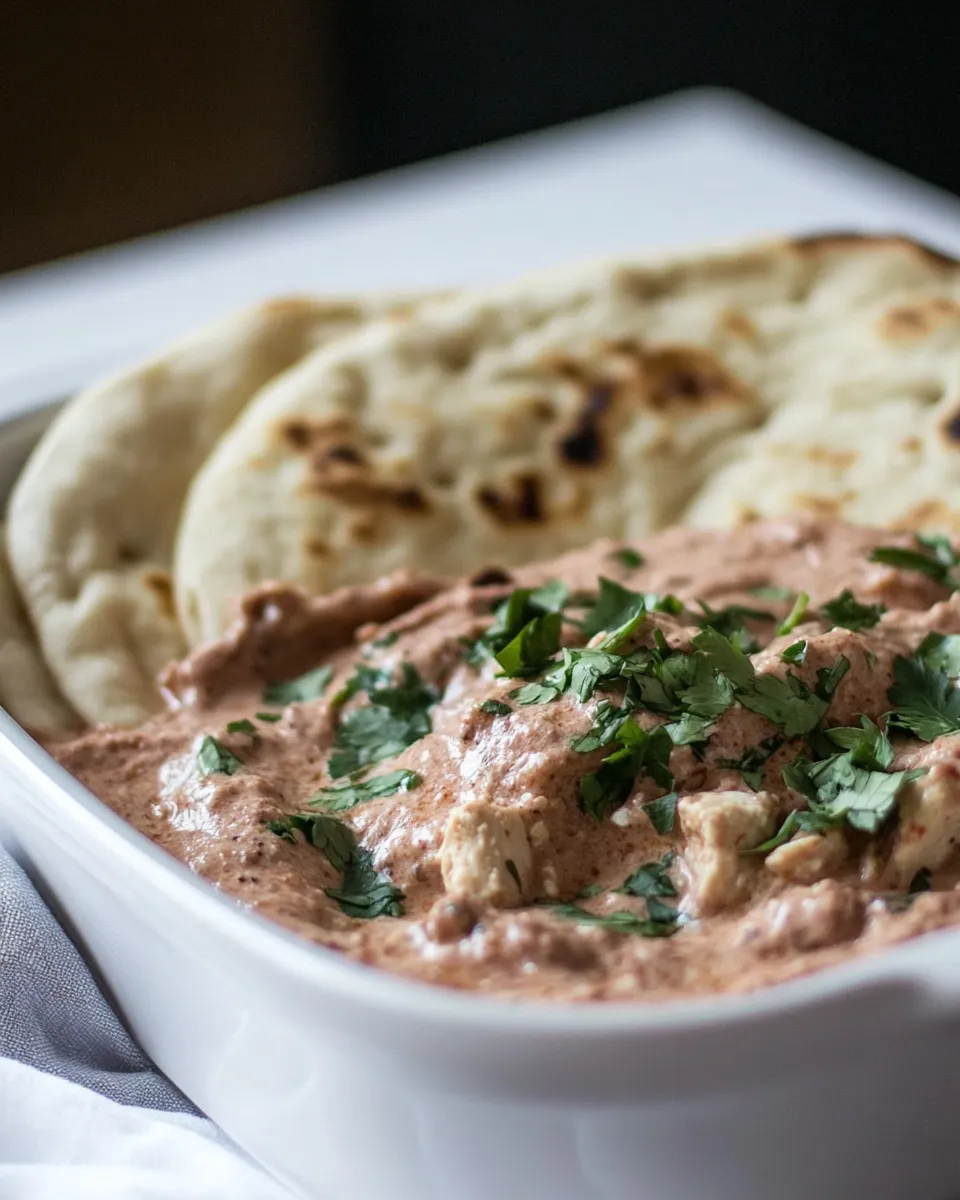 Homemade Butter Chicken Dip with Gluten-Free Naan Bread photo