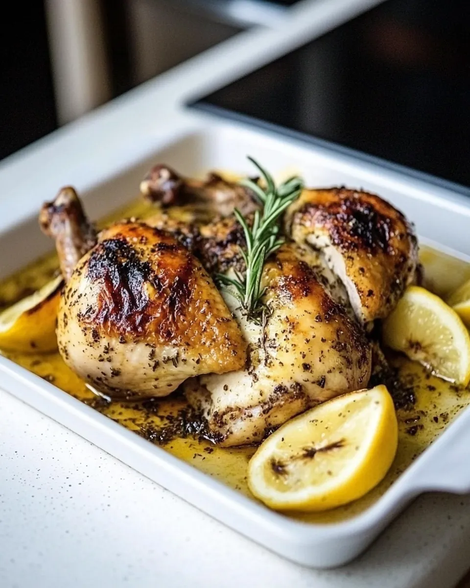 Delicious Butterflied Lemon Roast Chicken shot