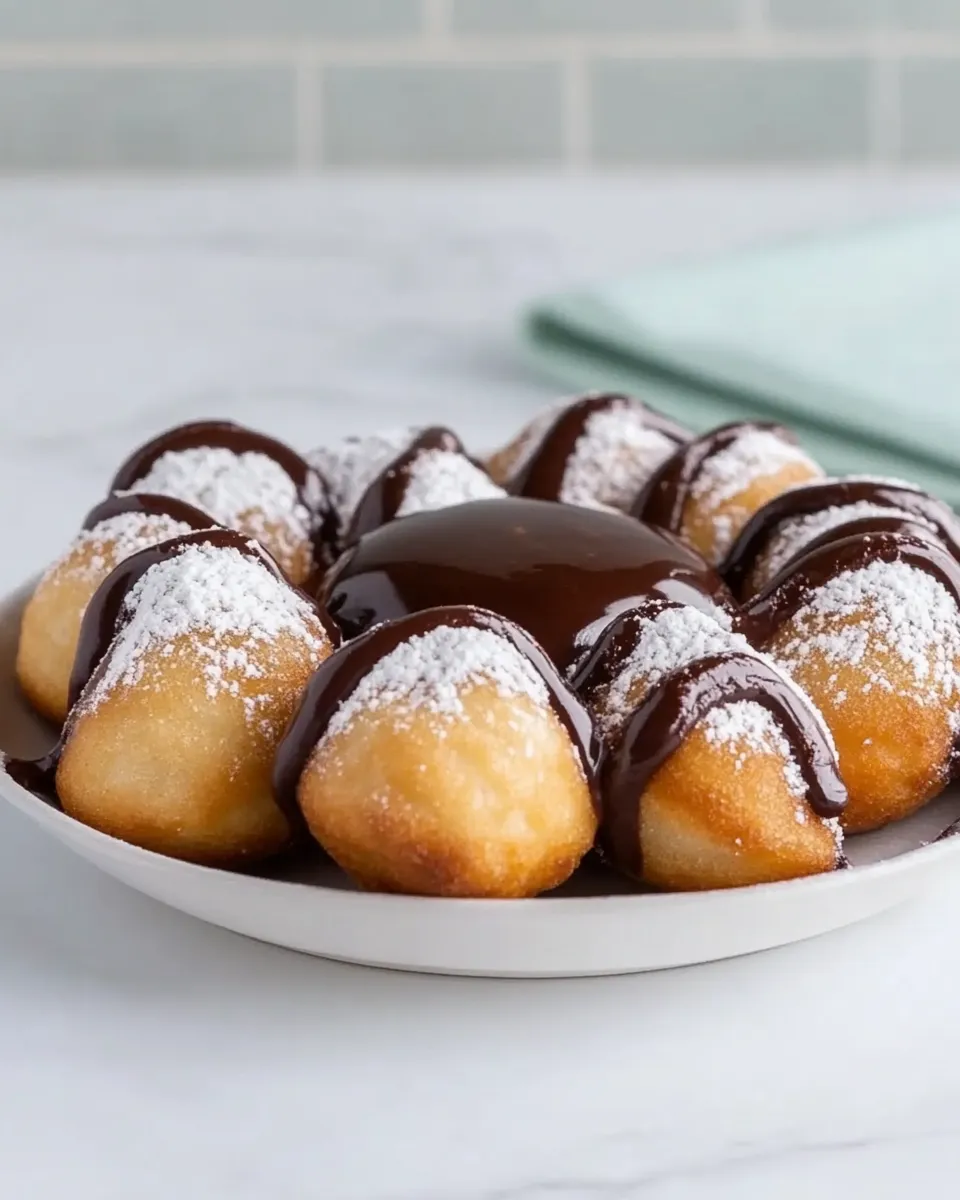 Delicious Buuelos with Warm Chocolate Sauce shot