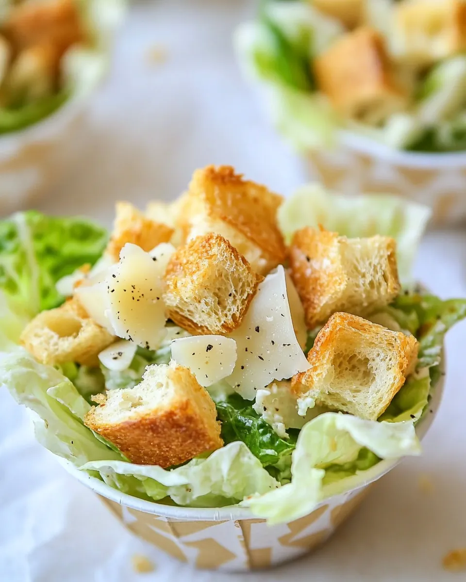 Delicious Caesar Salad Cups shot