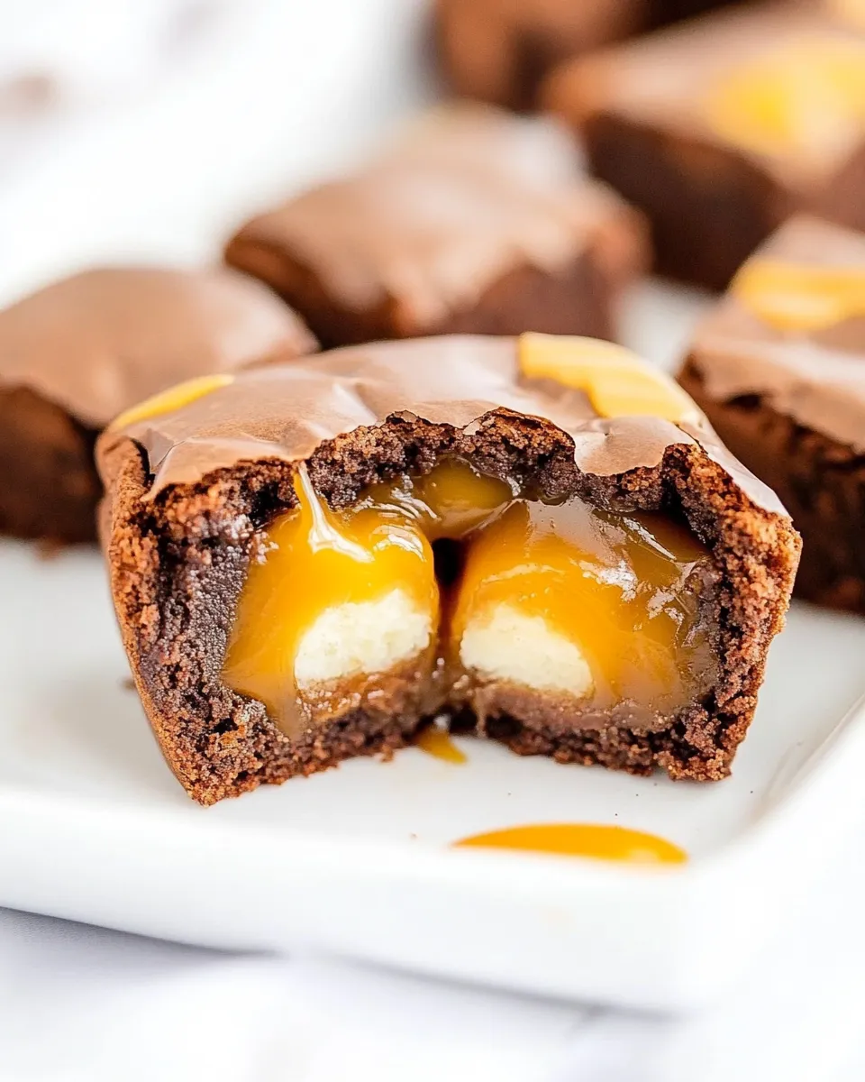 Delicious Caramel Stuffed Brownie Bites shot