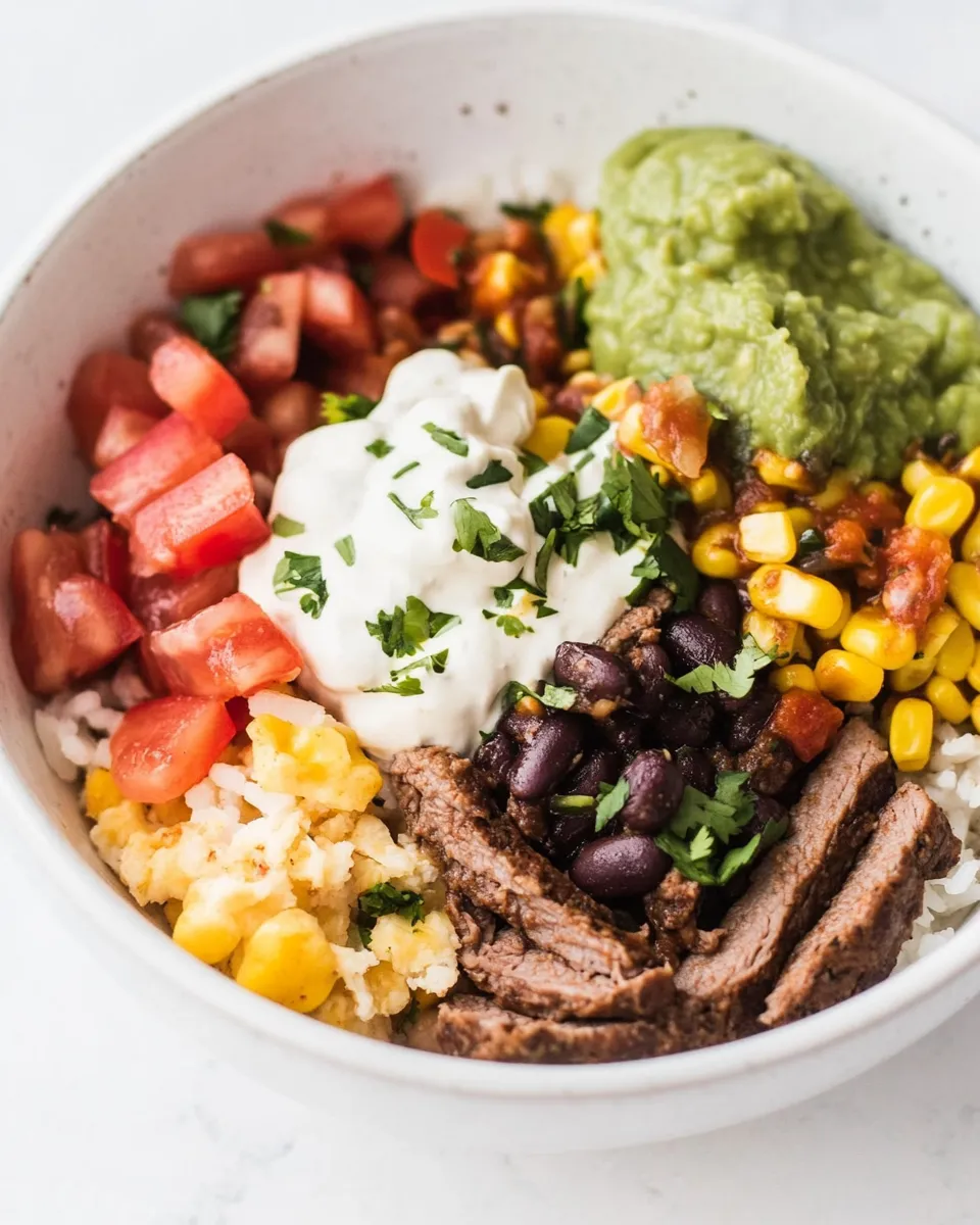 Easy Carne Asada Burrito Bowls food shot