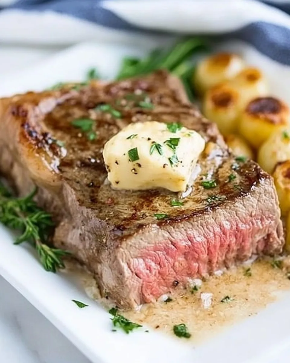 Homemade Cast Iron Strip Steak with Garlic Butter photo
