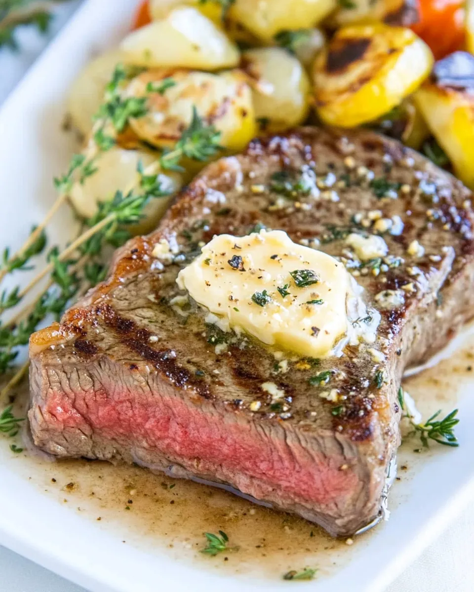 Classic Cast Iron Strip Steak with Garlic Butter image