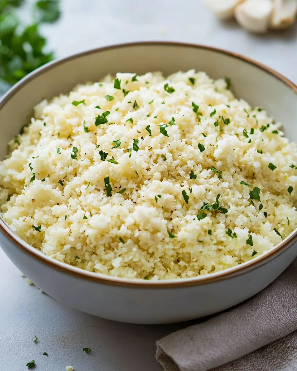 Healthy Cauliflower Rice with Garlic and Parmesan image