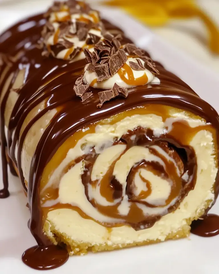 Homemade Cheese Roulade with Caramel Chocolate Glaze photo