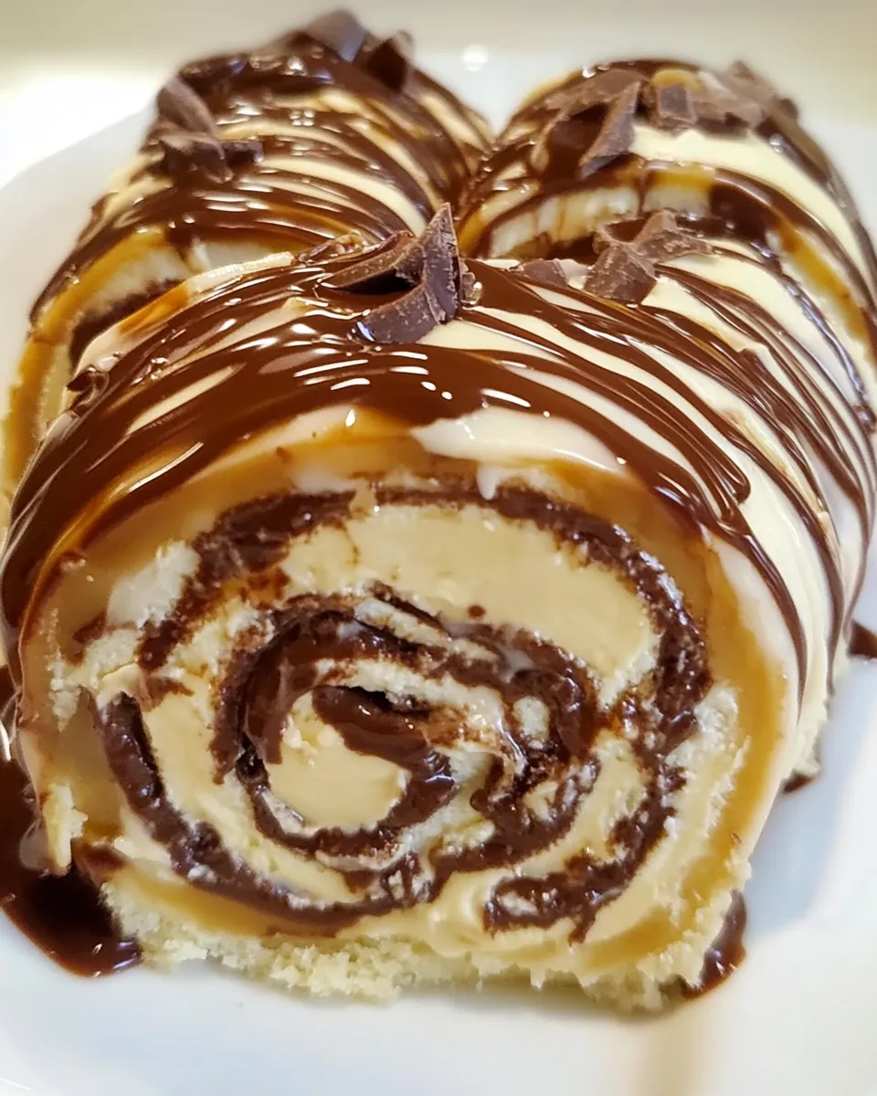 Delicious Cheese Roulade with Caramel Chocolate Glaze shot