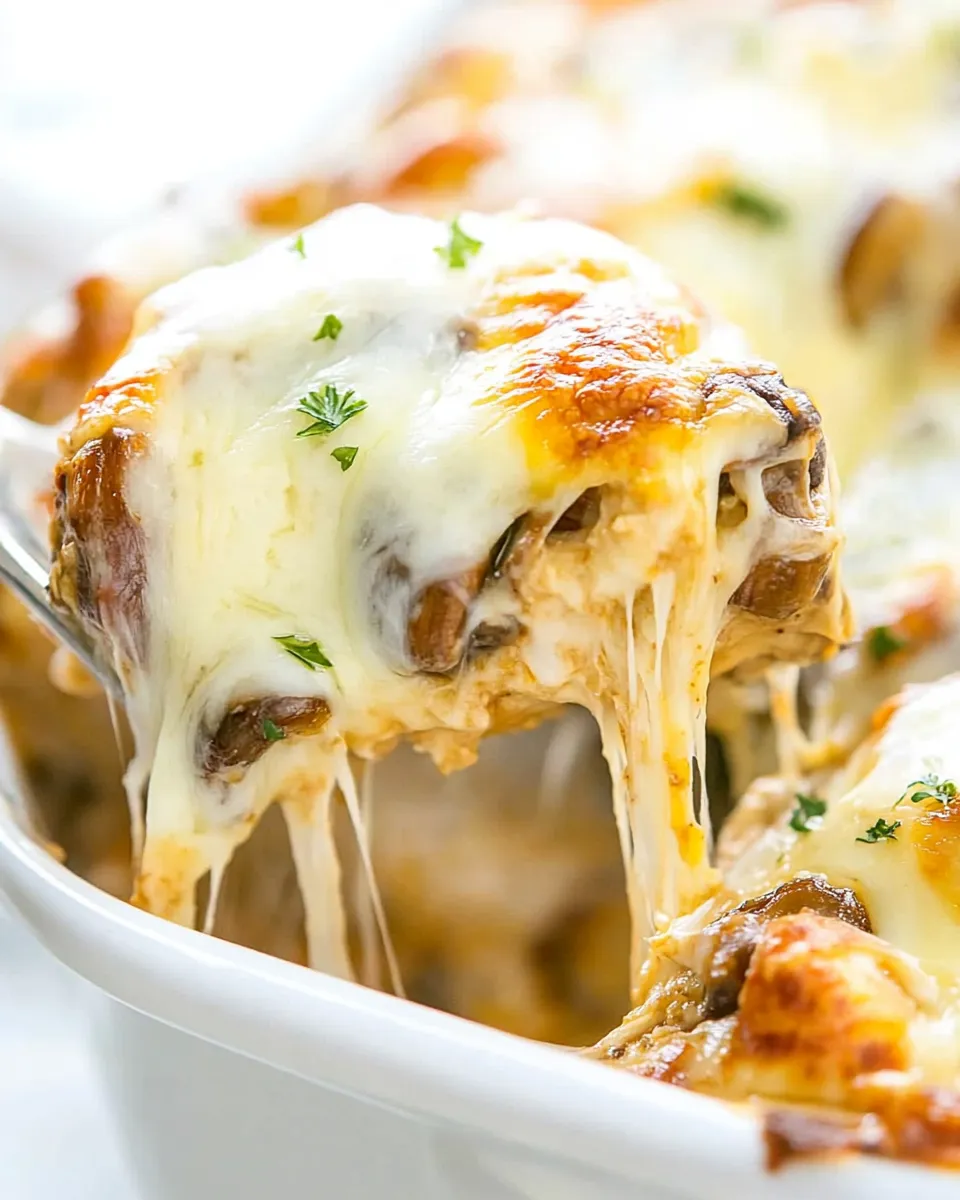 Delicious Cheesy Chicken with Mushrooms shot