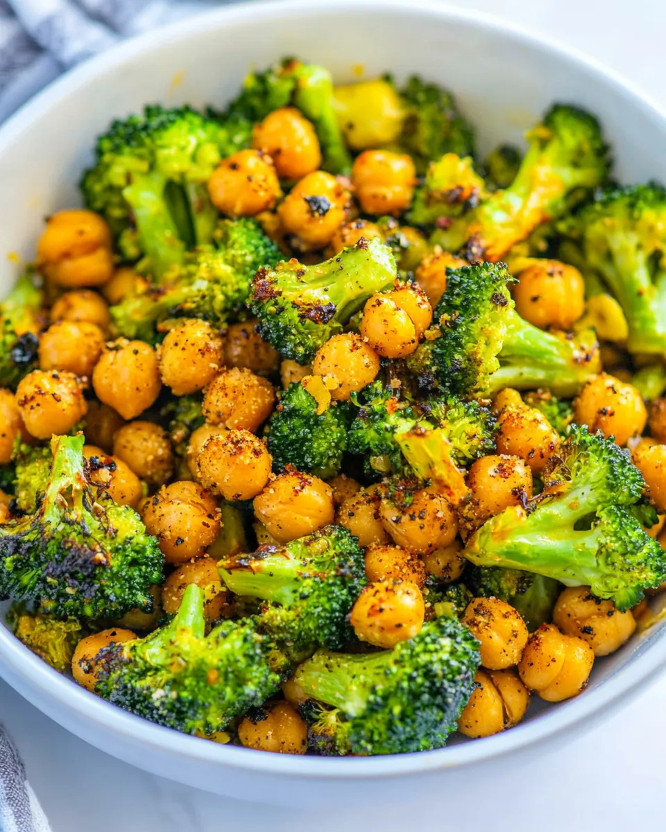 Homemade Cheesy Roasted Chickpeas and Broccoli photo