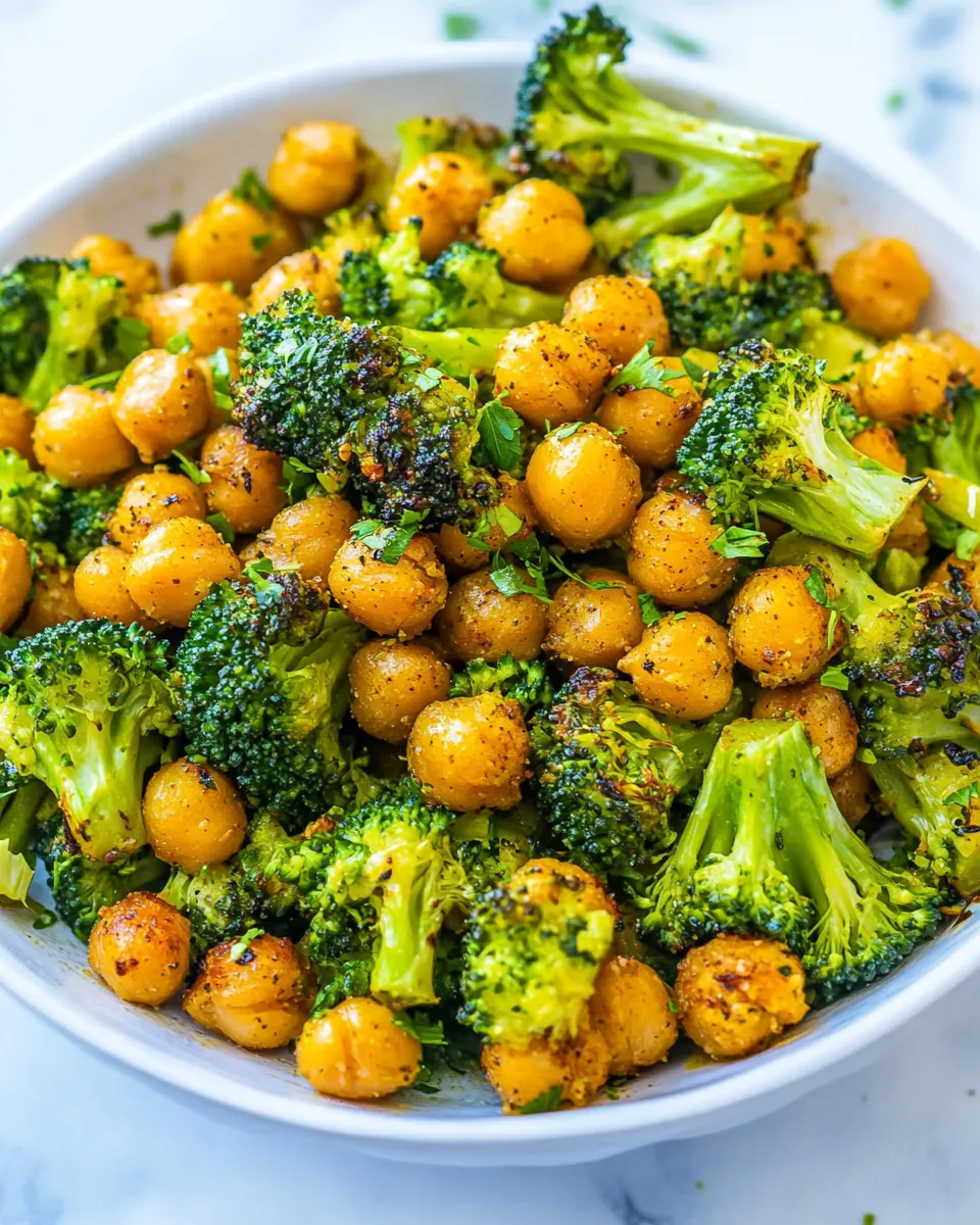 Classic Cheesy Roasted Chickpeas and Broccoli image