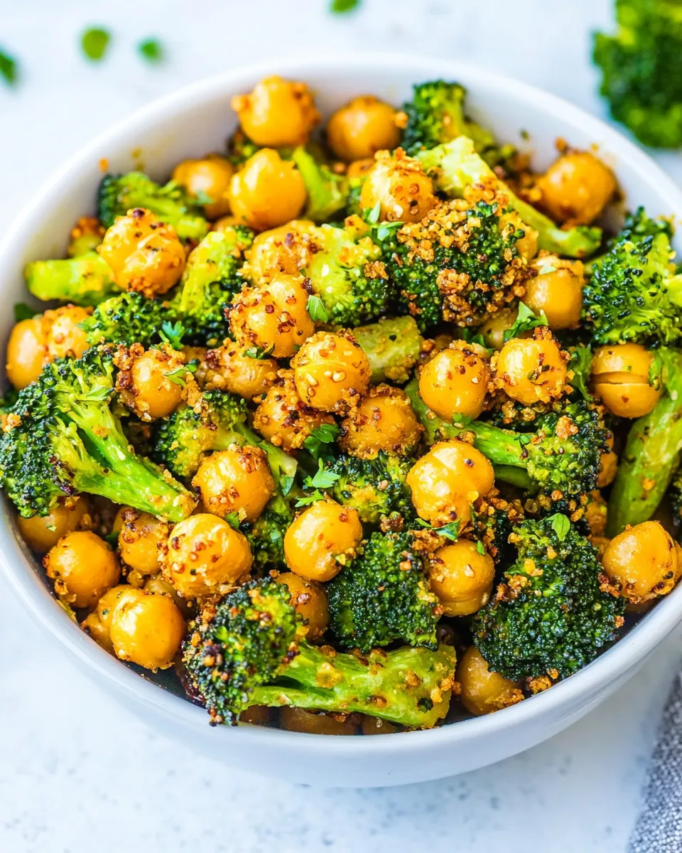 Delicious Cheesy Roasted Chickpeas and Broccoli shot