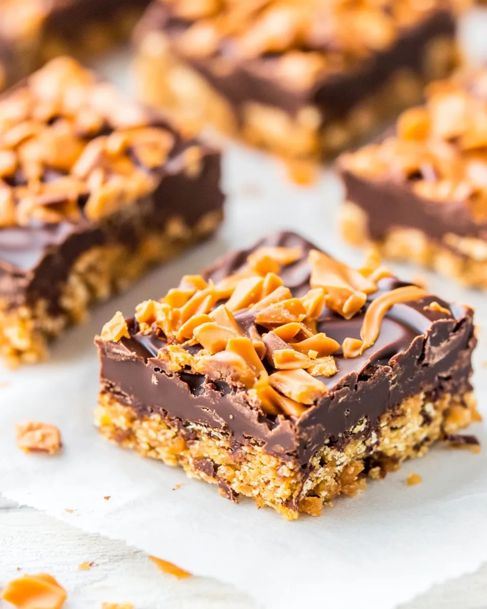 Homemade Chewy Chocolate Peanut Butter Butterfinger Bars photo