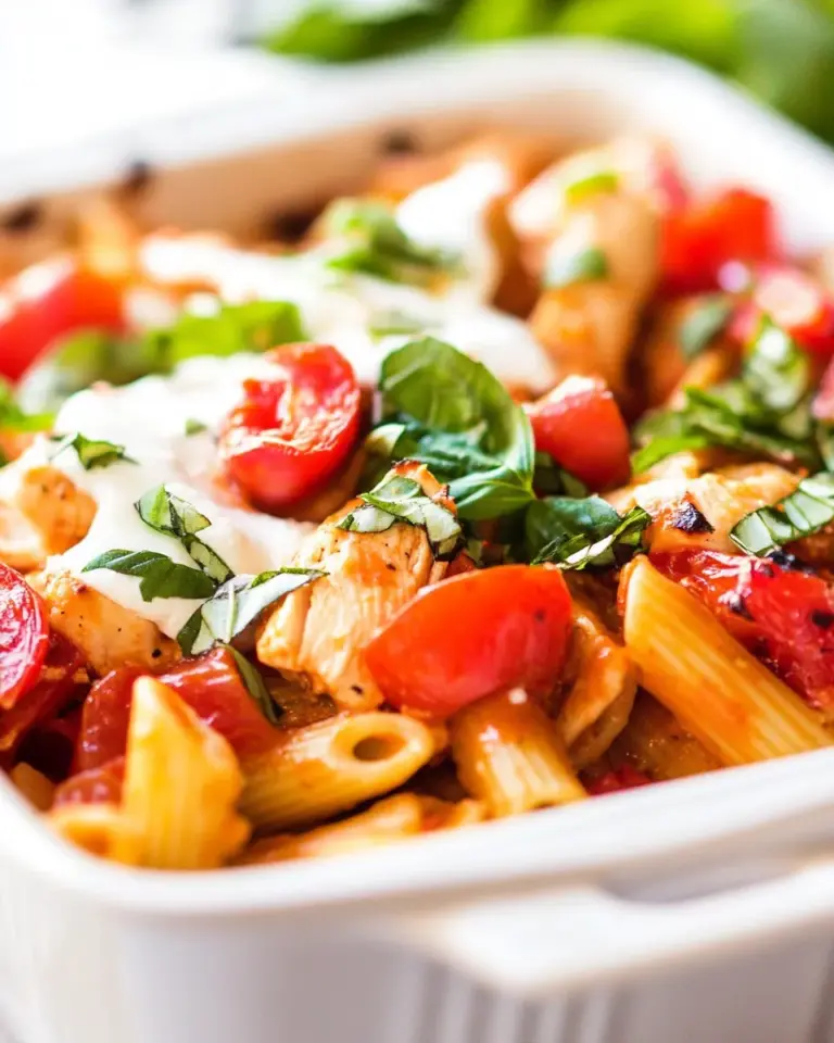 Homemade Chicken Caprese Pasta Casserole photo