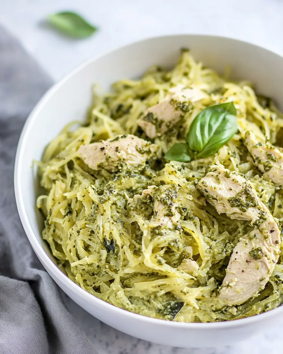 Homemade Chicken Pesto Spaghetti Squash (Paleo, Keto, Whole30) photo