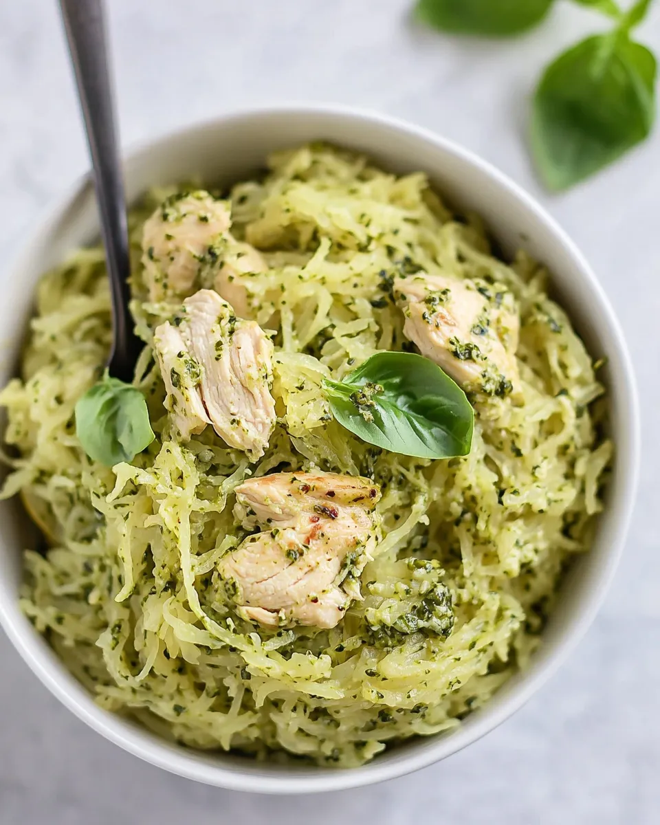 Classic Chicken Pesto Spaghetti Squash (Paleo, Keto, Whole30) image