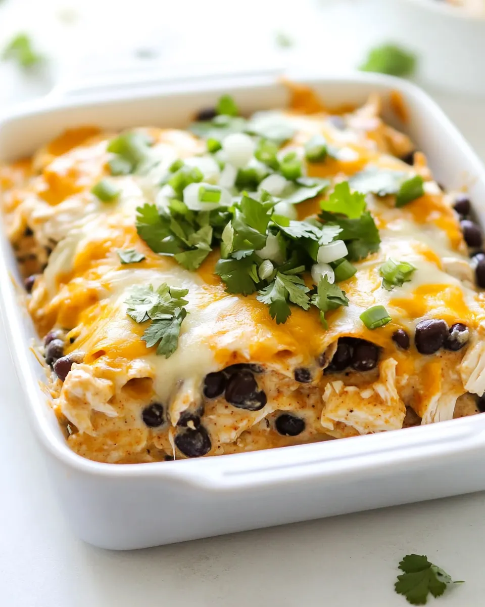 Delicious Chicken and Black Bean Enchilada Casserole shot