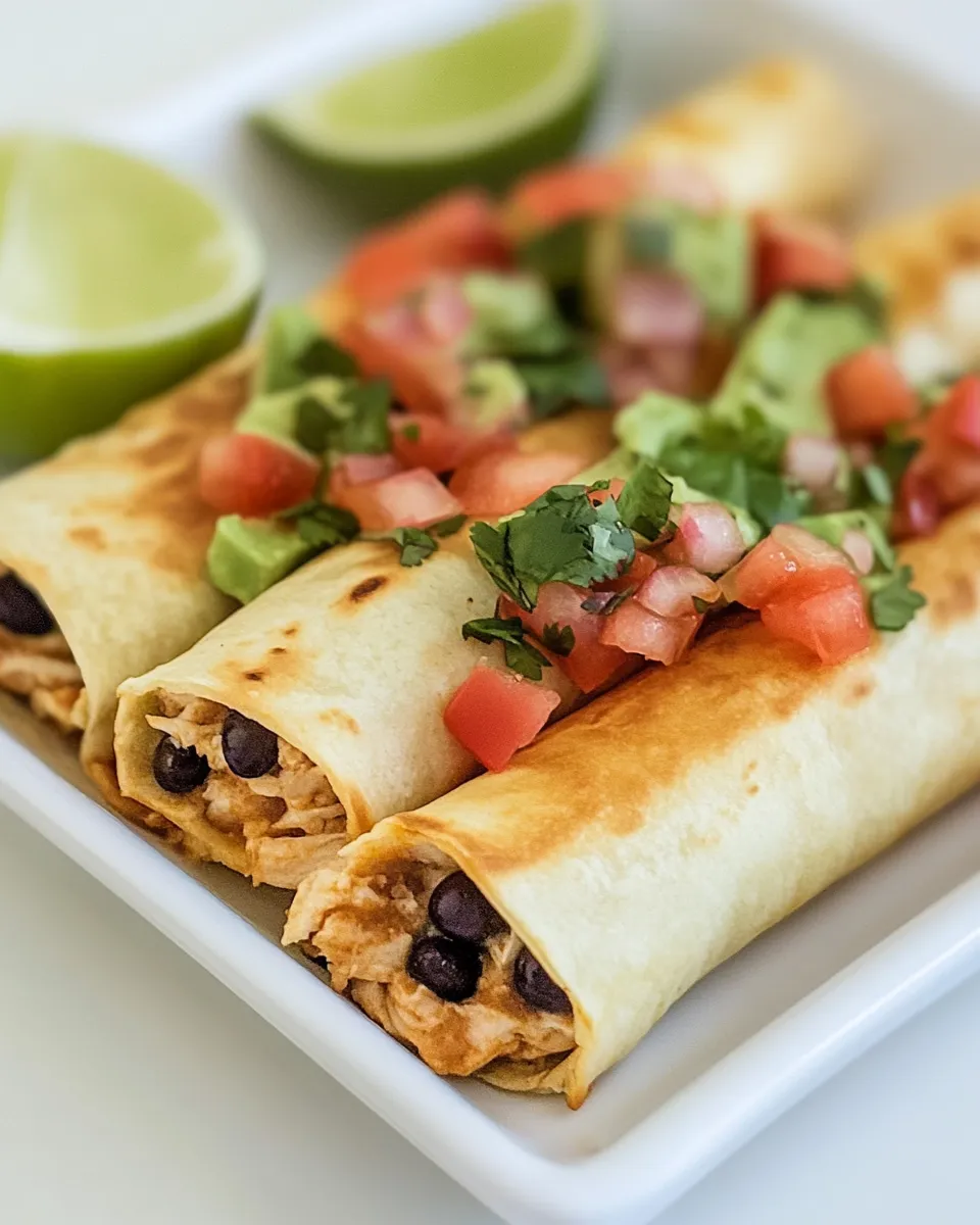 Homemade Chicken and Black Bean Flautas photo