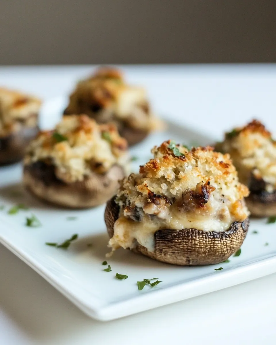 Homemade Chicken and Cheese Stuffed Mushrooms photo