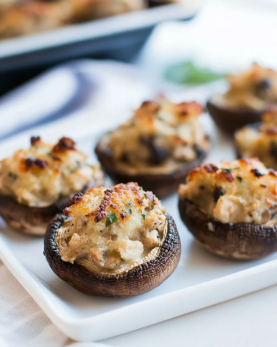 Classic Chicken and Cheese Stuffed Mushrooms image