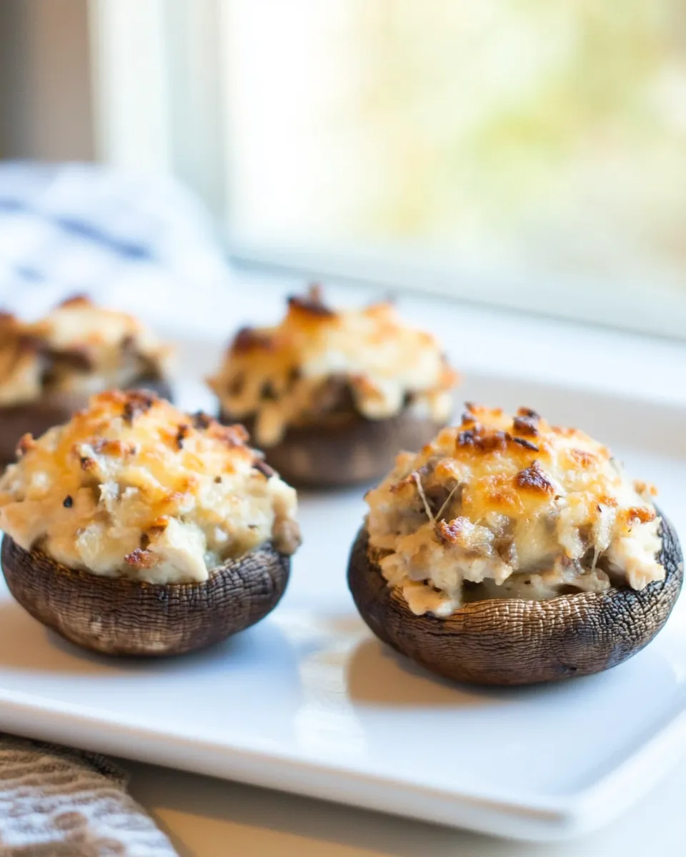 Delicious Chicken and Cheese Stuffed Mushrooms shot