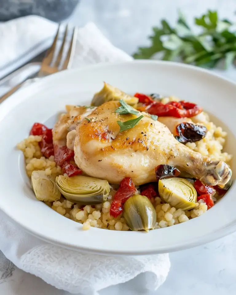 Delicious Chicken with Artichokes and Israeli Couscous photo