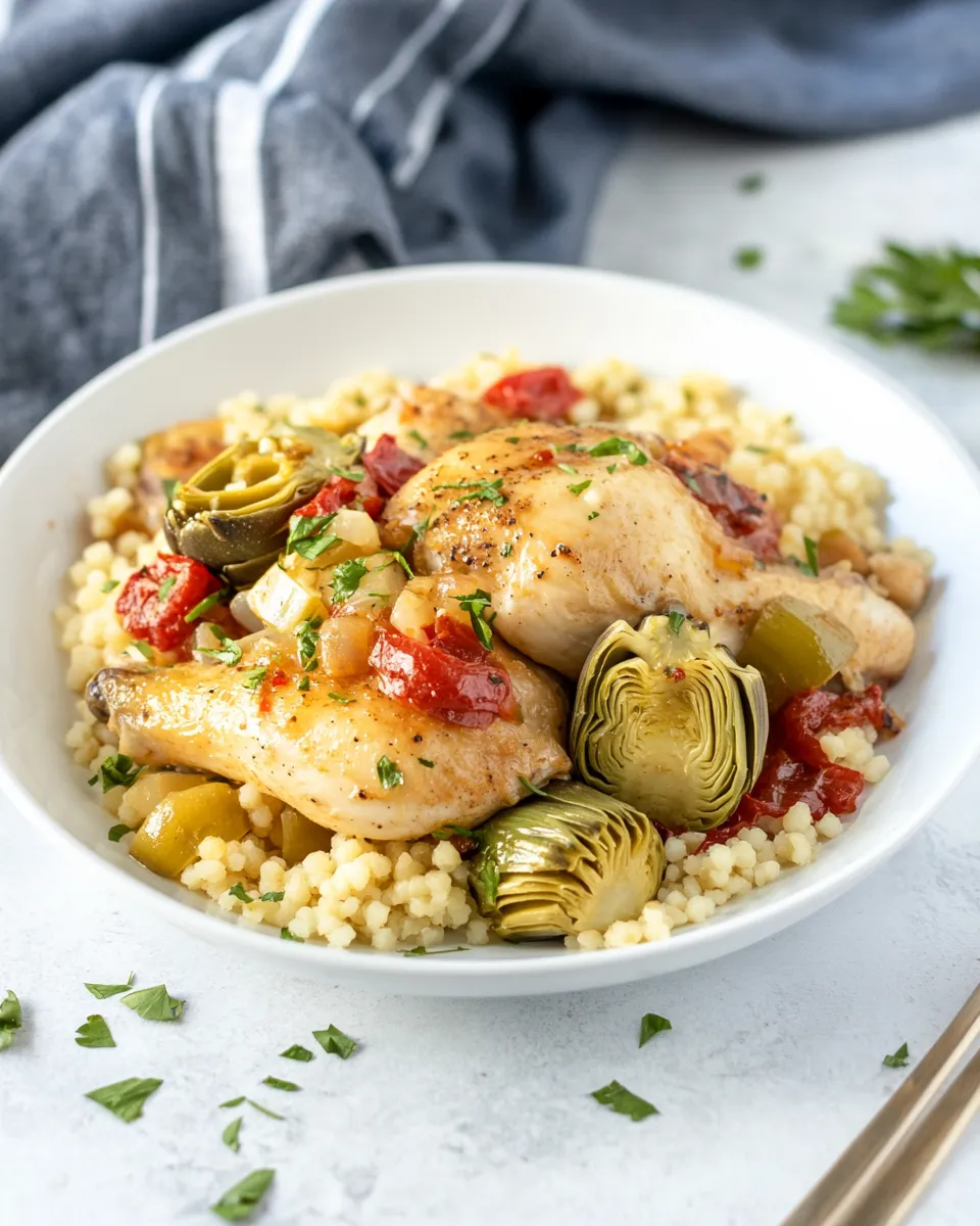 Easy Chicken with Artichokes and Israeli Couscous image