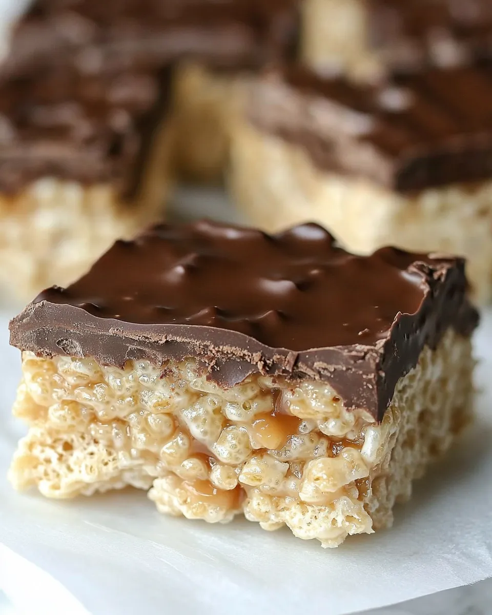 Homemade Chocolate Caramel Rice Krispie Treats photo