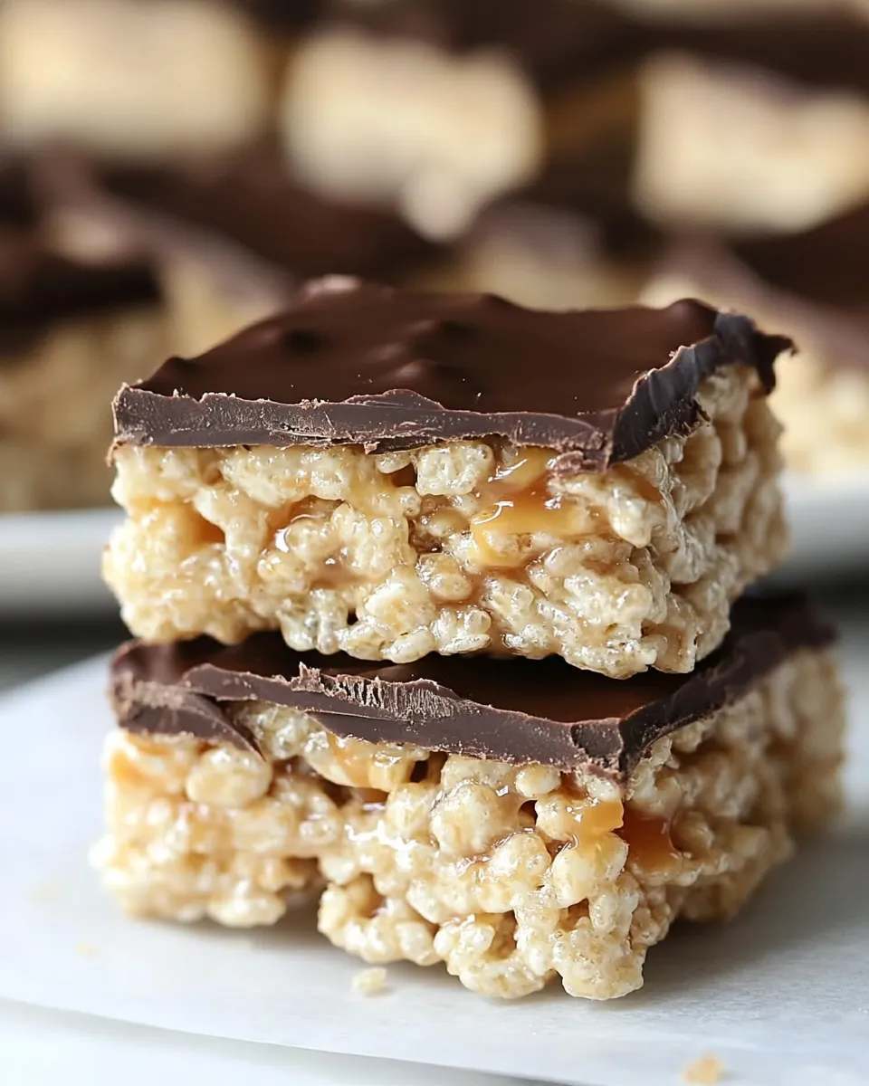 Easy Chocolate Caramel Rice Krispie Treats recipe photo