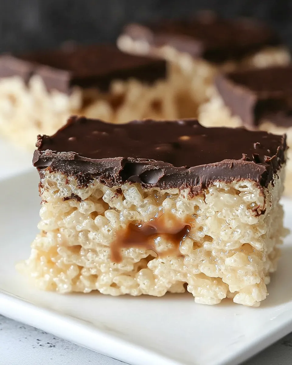 Delicious Chocolate Caramel Rice Krispie Treats shot