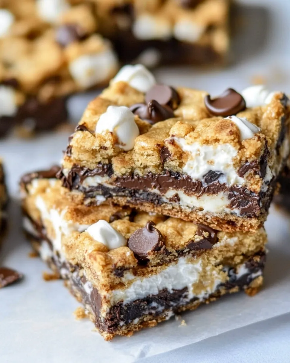 Sweet Chocolate Chip Cookie Smores Bars. photo