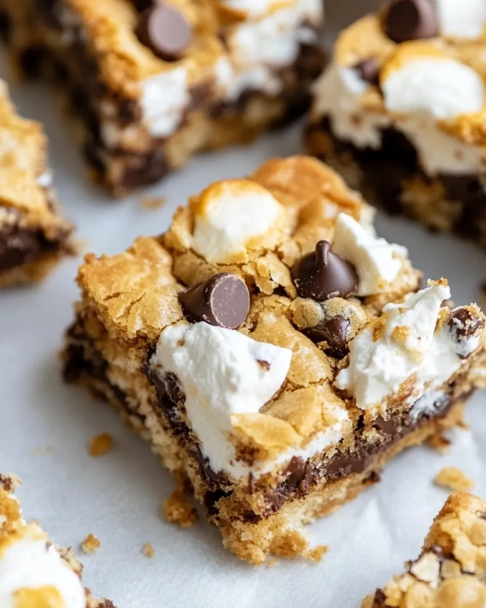 Amazing Chocolate Chip Cookie Smores Bars. image