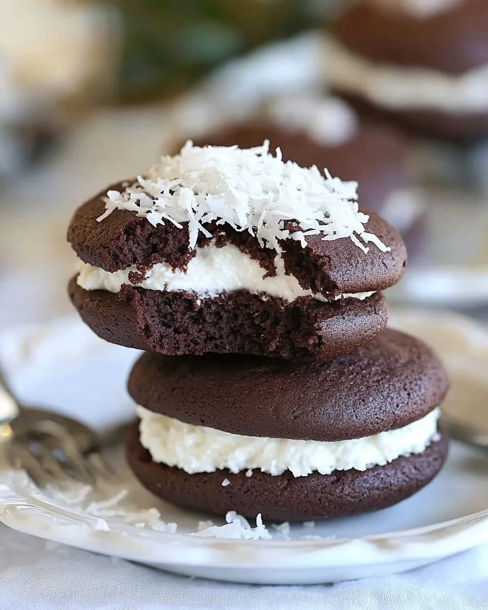 Delicious Chocolate Coconut Whoopie Pies shot