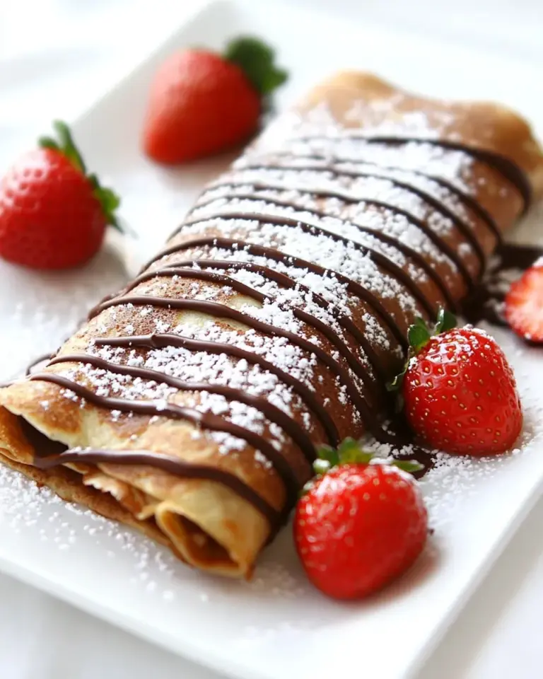 Homemade Chocolate Crepes with Strawberries photo