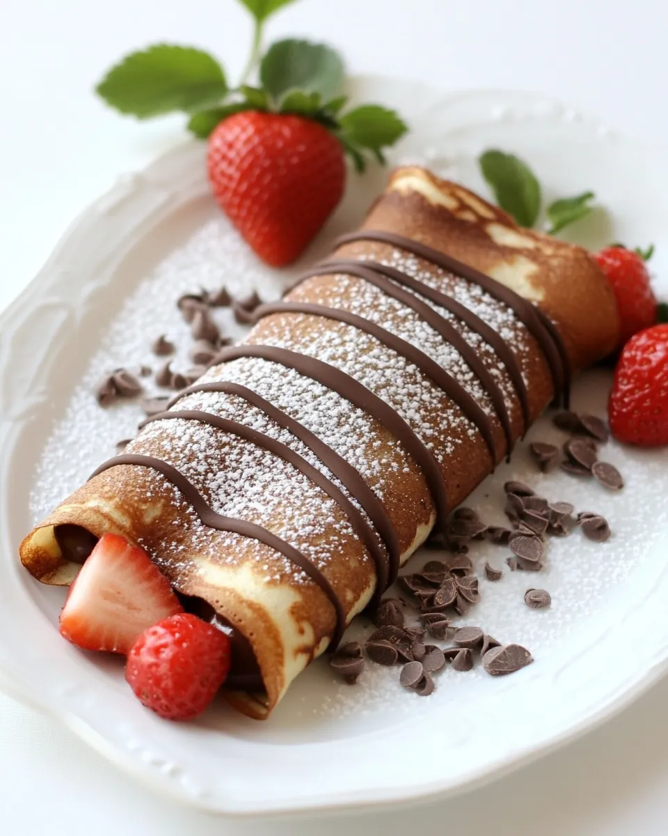 Classic Chocolate Crepes with Strawberries image