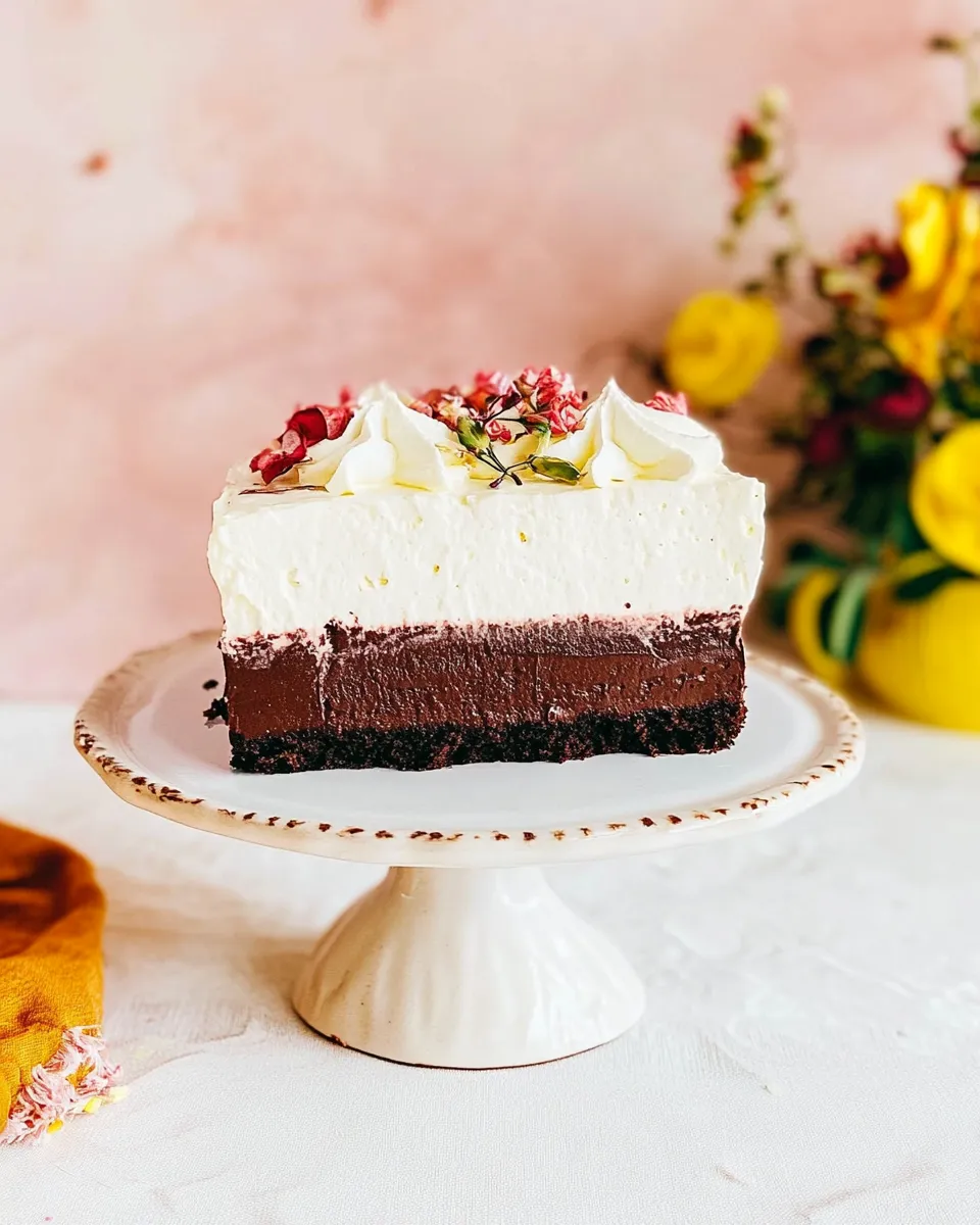 Perfect Chocolate Layered Zebra Mousse Cake. food shot