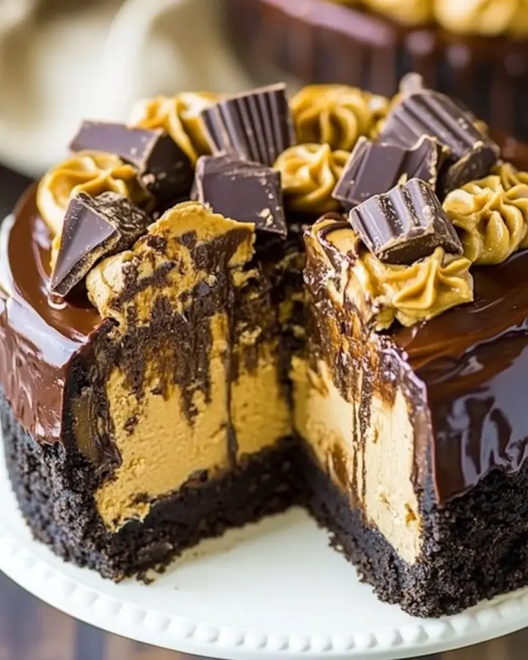 Homemade Chocolate Peanut Butter Cup Cheesecake photo