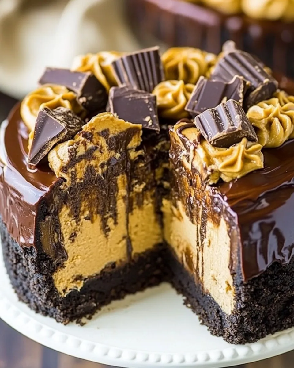 Homemade Chocolate Peanut Butter Cup Cheesecake photo