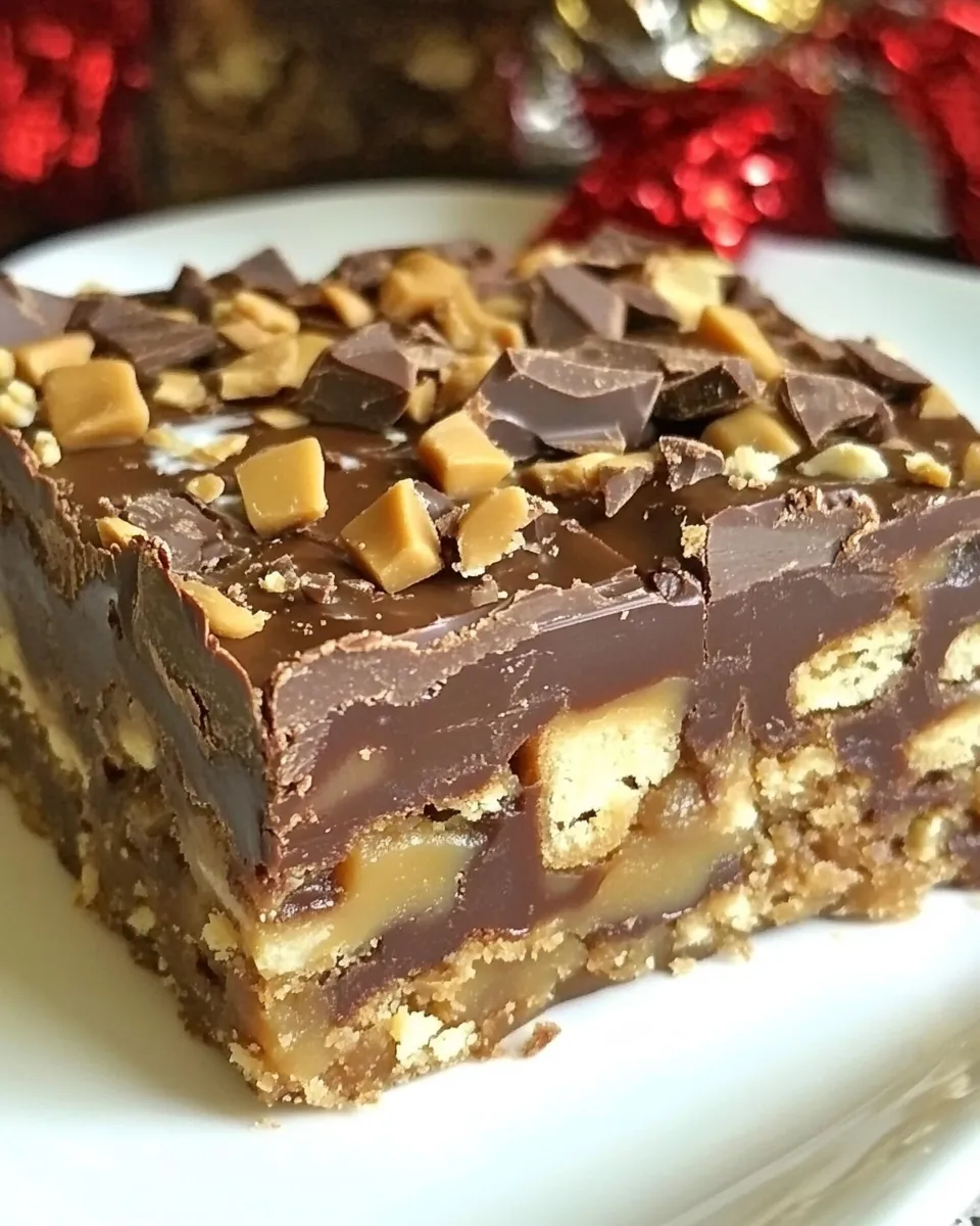 Homemade Chocolate Peanut Butter Toffee Bars photo