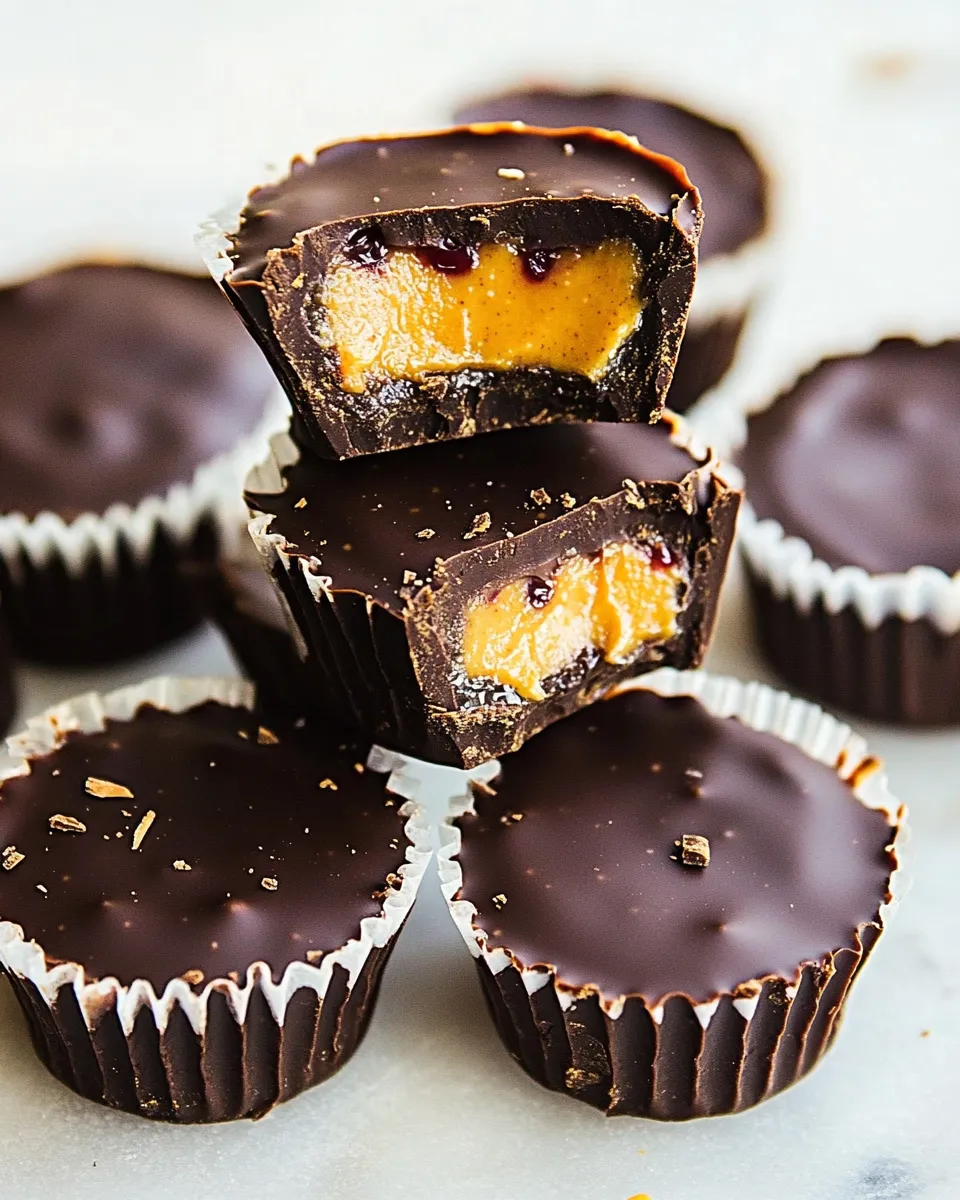 Delicious Chocolate Peanut Butter and Jelly Cups shot